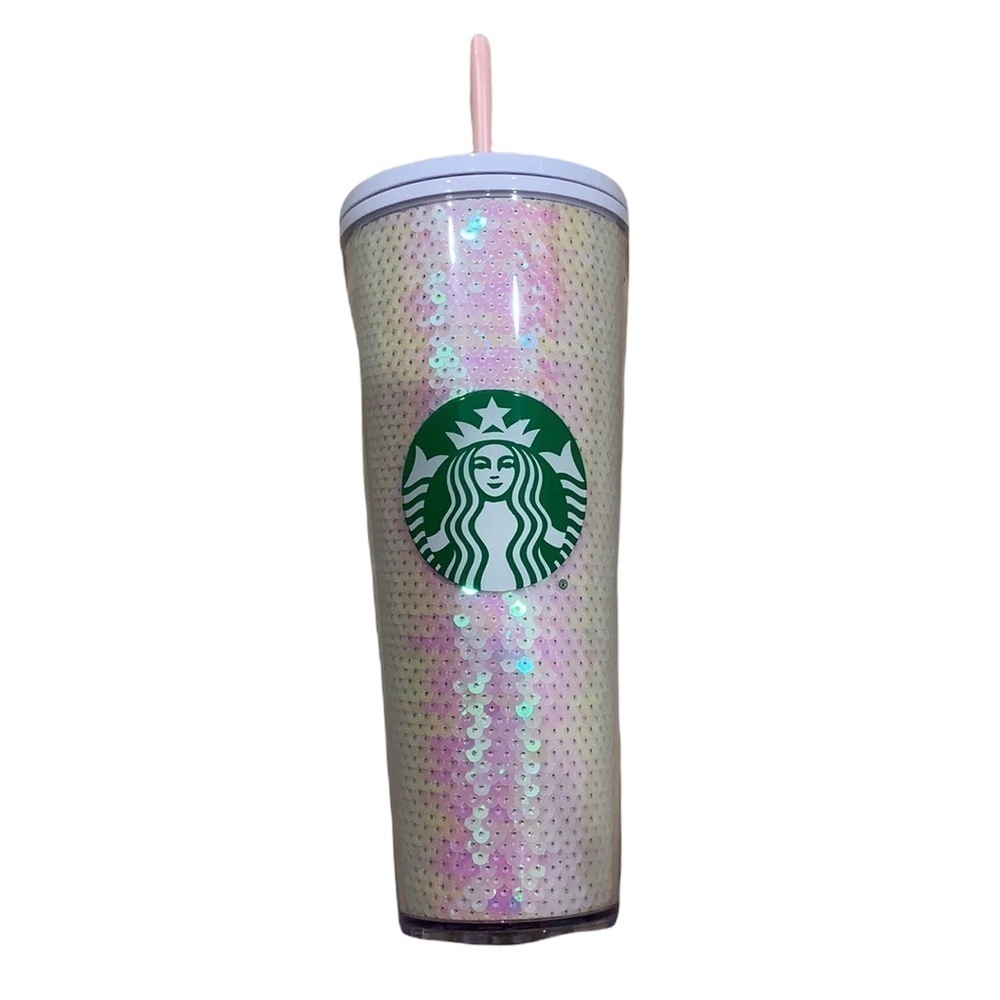 Starbucks | Starbucks 2020 holiday pink and white sequin cold tumbler